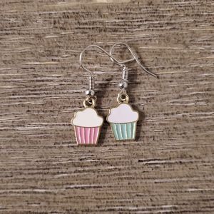 Handmade mismatch cupcake earrings